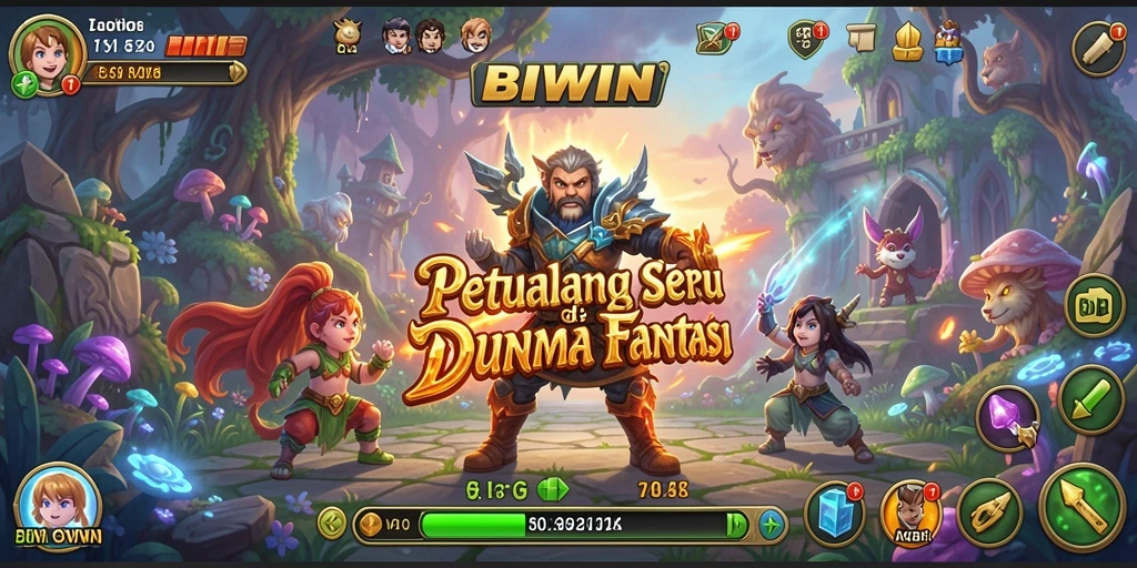 Tangkapan layar utama BIWIN memperlihatkan gameplay dalam dunia petualangan menakjubkan.