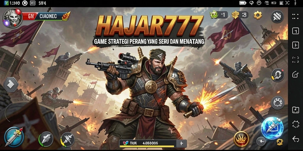 Tampilan menarik dari gameplay SLG HAJAR777 dengan pertempuran epik.