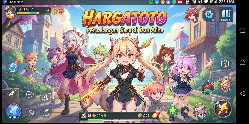 Tampilan gameplay HARGATOTO yang menawan dengan karakter anime.