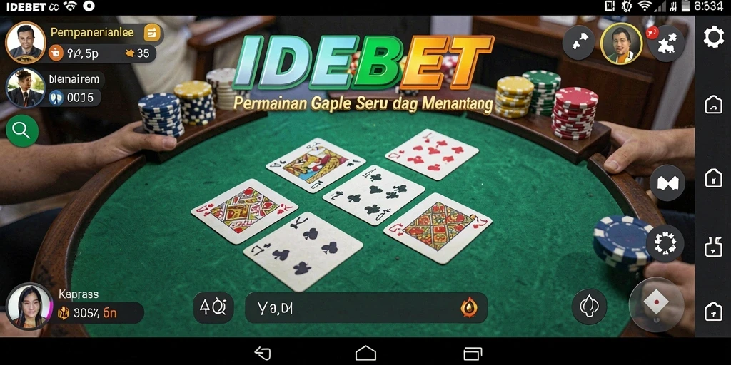 Screenshot utama IDEBET menampilkan gameplay Gaple yang asyik.