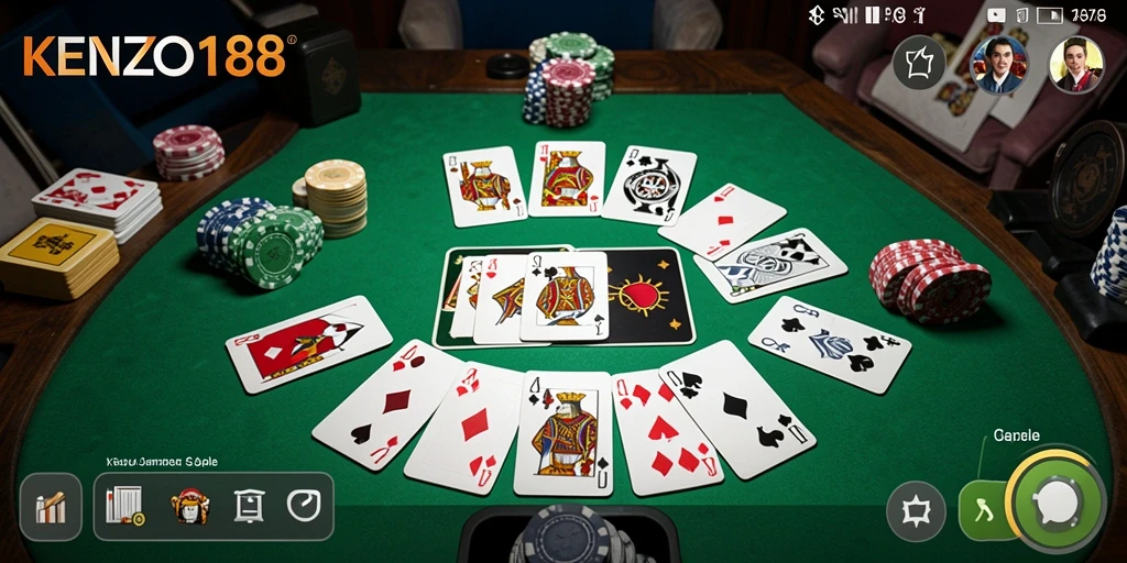Tampilan gameplay seru KENZO188 saat bermain Gaple bersama teman.