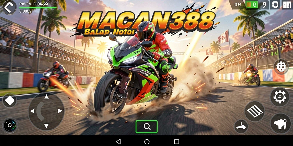 Gameplay seru dari MACAN388 saat balapan motor.
