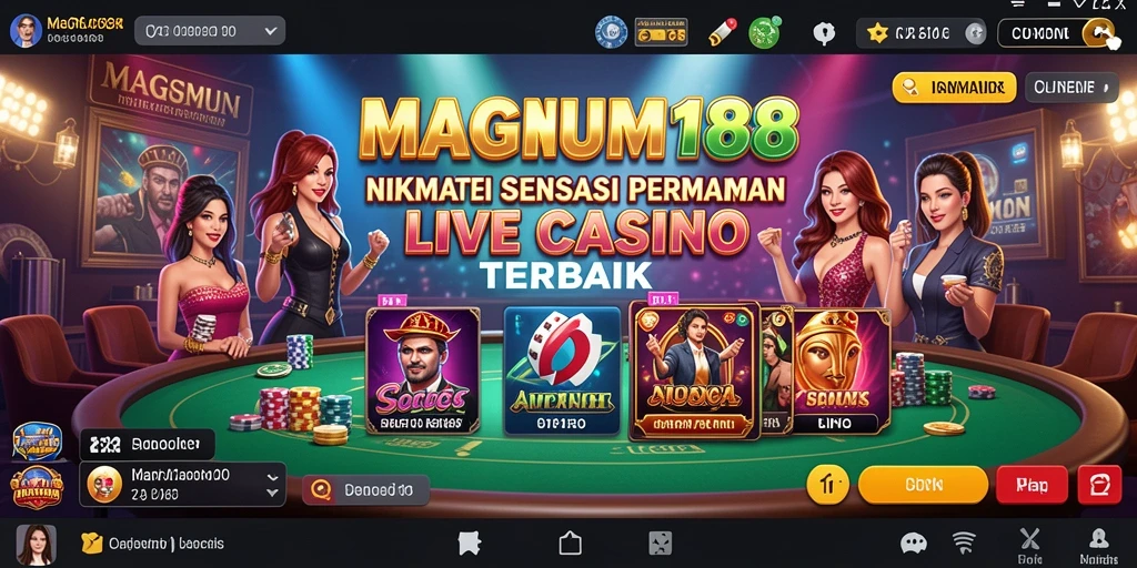 Tampilan gameplay MAGNUM188 dengan dealer langsung dan interaksi pemain.