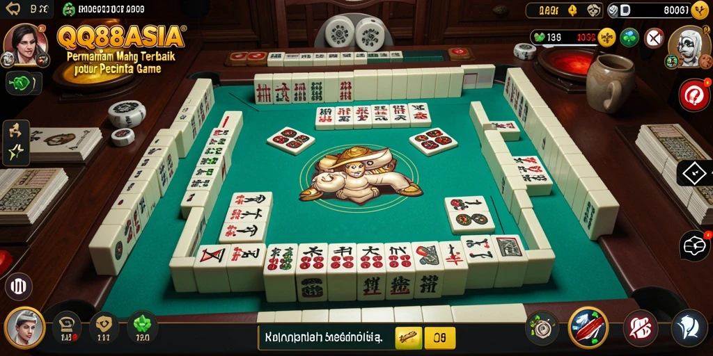 Screenshot gameplay QQ88ASIA menampilkan keseruan permainan Mahjong.