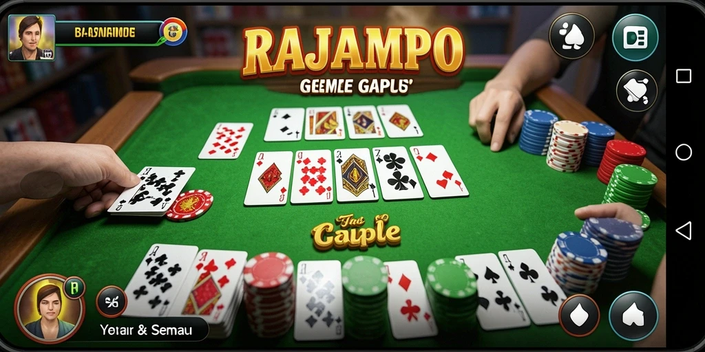 Screenshot gameplay RAJAMPO menampilkan suasana seru bermain Gaple.