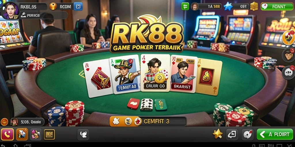 Screenshot utama RK88 menampilkan permainan poker yang seru dan interaktif.