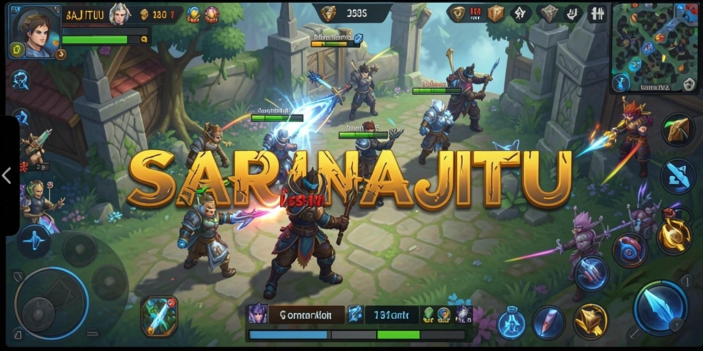 Tampilan gameplay menegangkan di SARANAJITU dengan pertempuran strategi yang intens.