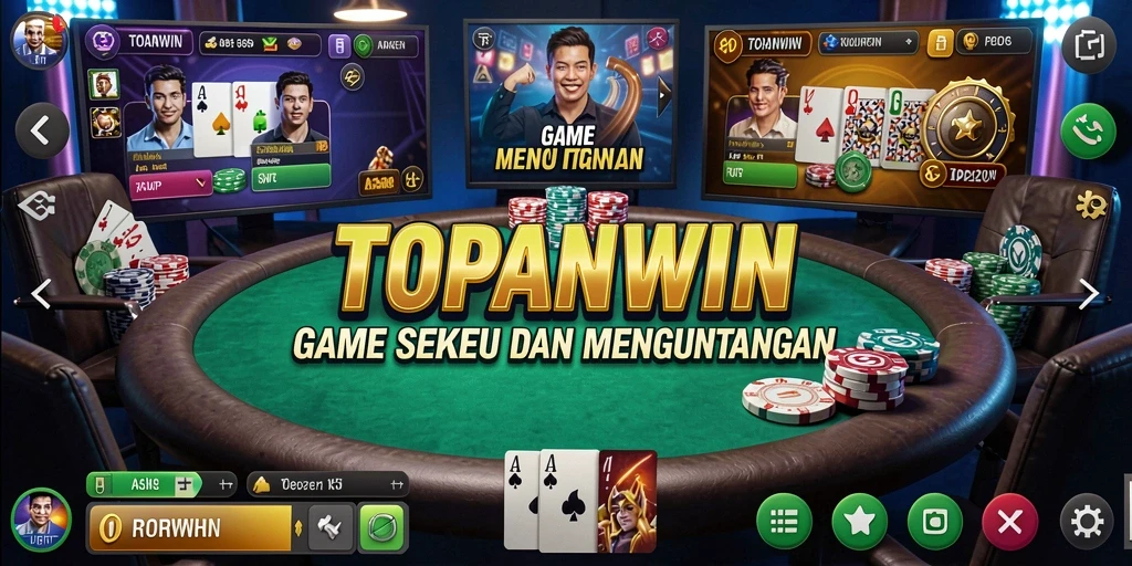 Tangkapan layar gameplay TOPANWIN menampilkan aksi seru dalam permainan poker.