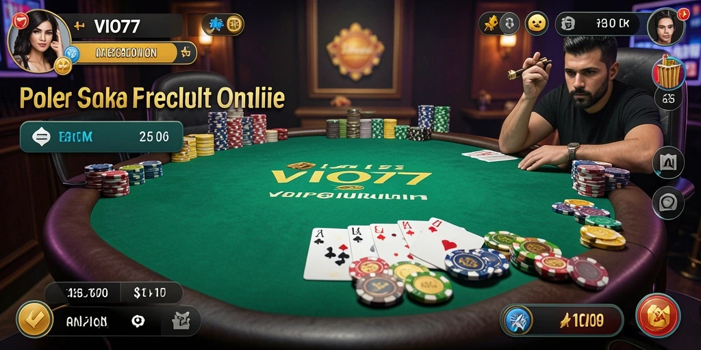 Screenshot utama VIO77 menampilkan aksi seru dalam permainan Poker.