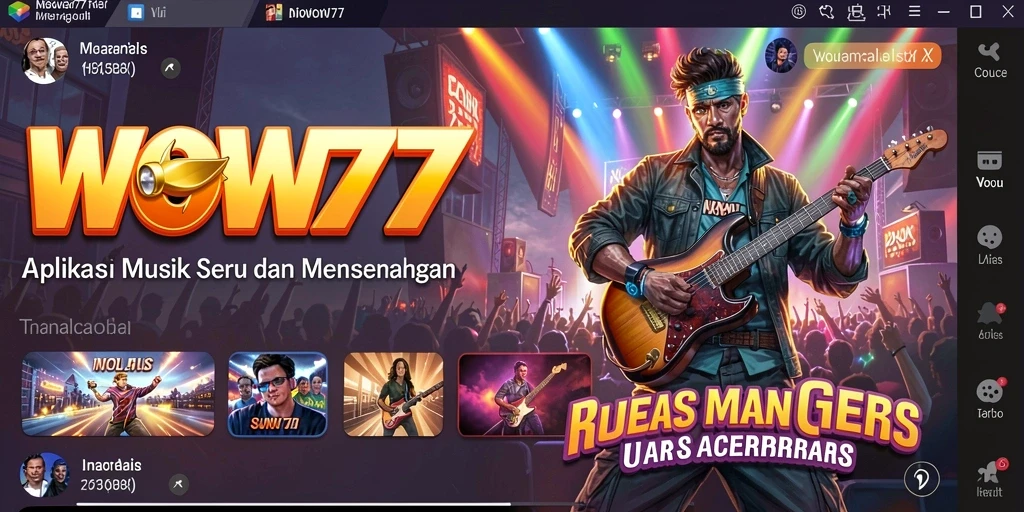 Screenshot WOW77 memperlihatkan gameplay musik yang interaktif dan menarik.